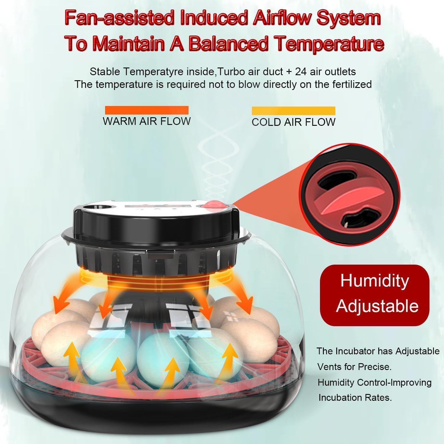 CARLA HOME Automatic Egg Incubator with LED Display & Candler - 12 Egg