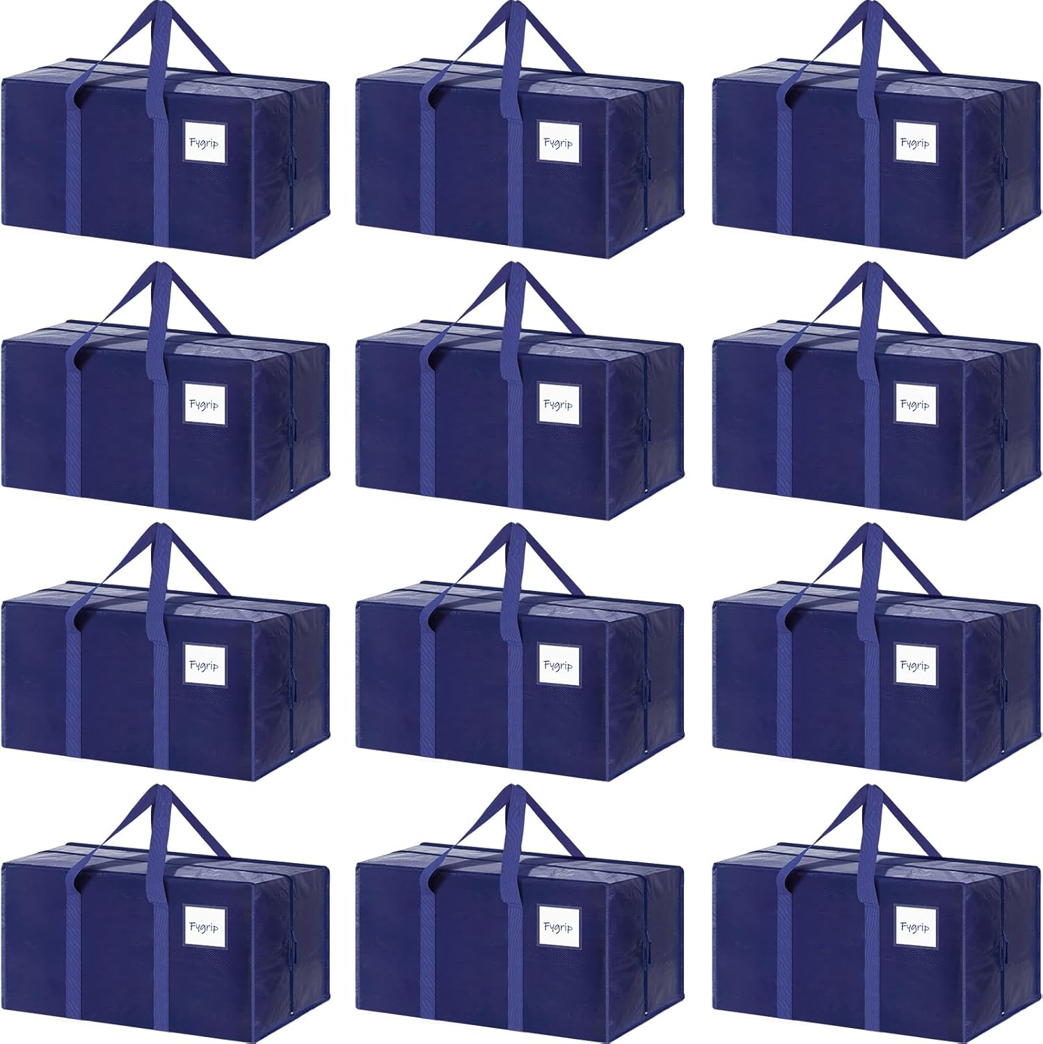 CARLA HOME Large Moving Storage Bags – Blue 12 Pack, 95L with Zippers & Handles