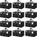 CARLA HOME Large Moving Storage Bags – Black 12 Pack, 95L with Zippers & Handles