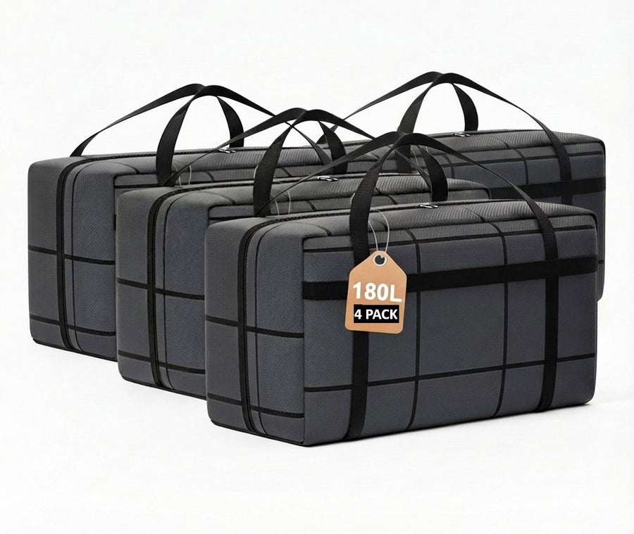 CARLA HOME Extra Large Moving Storage Bags – 180L 4 Pack with Handles