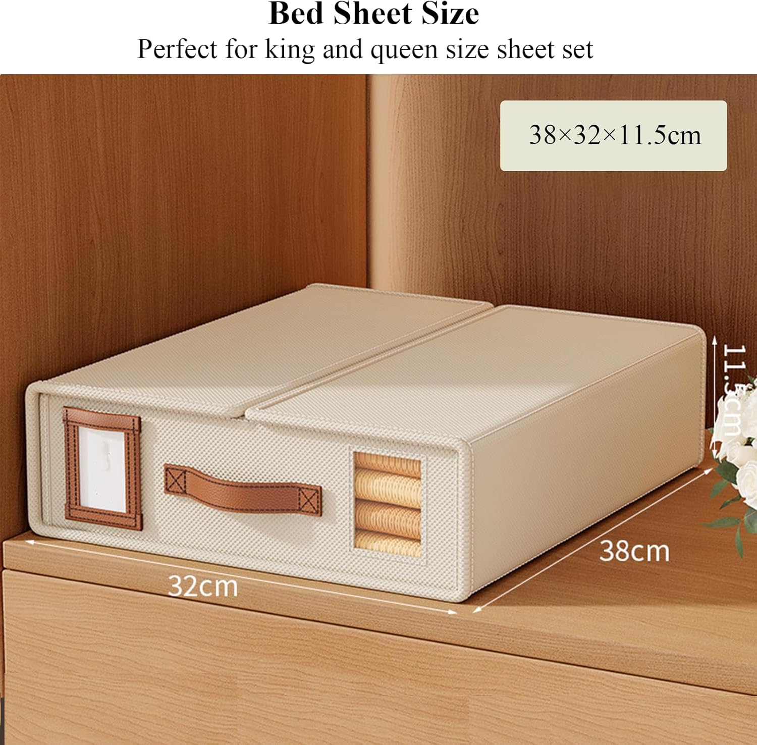 CARLA HOME Bed Sheet Organiser Set – Beige 8 Pack with Handle & Window