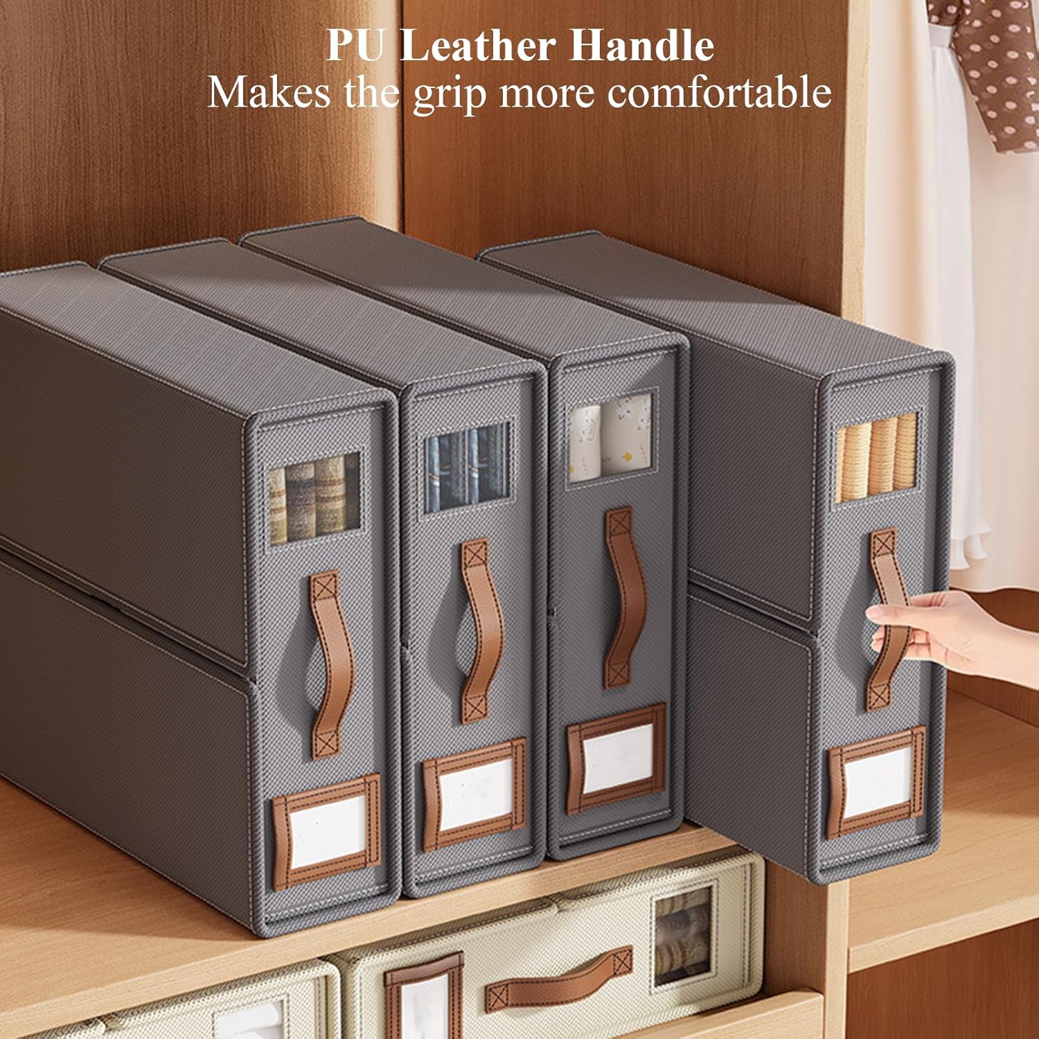 CARLA HOME Bed Sheet Organiser Set – Beige 8 Pack with Handle & Window