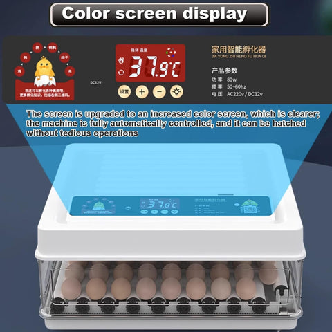 CARLA HOME Automatic Egg Incubator with LED Display & Candler - 70 Egg
