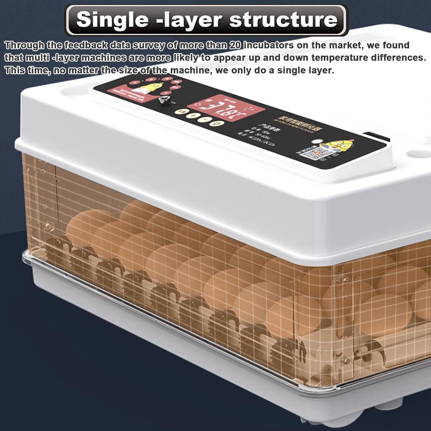CARLA HOME Automatic Egg Incubator with LED Display & Candler - 70 Egg