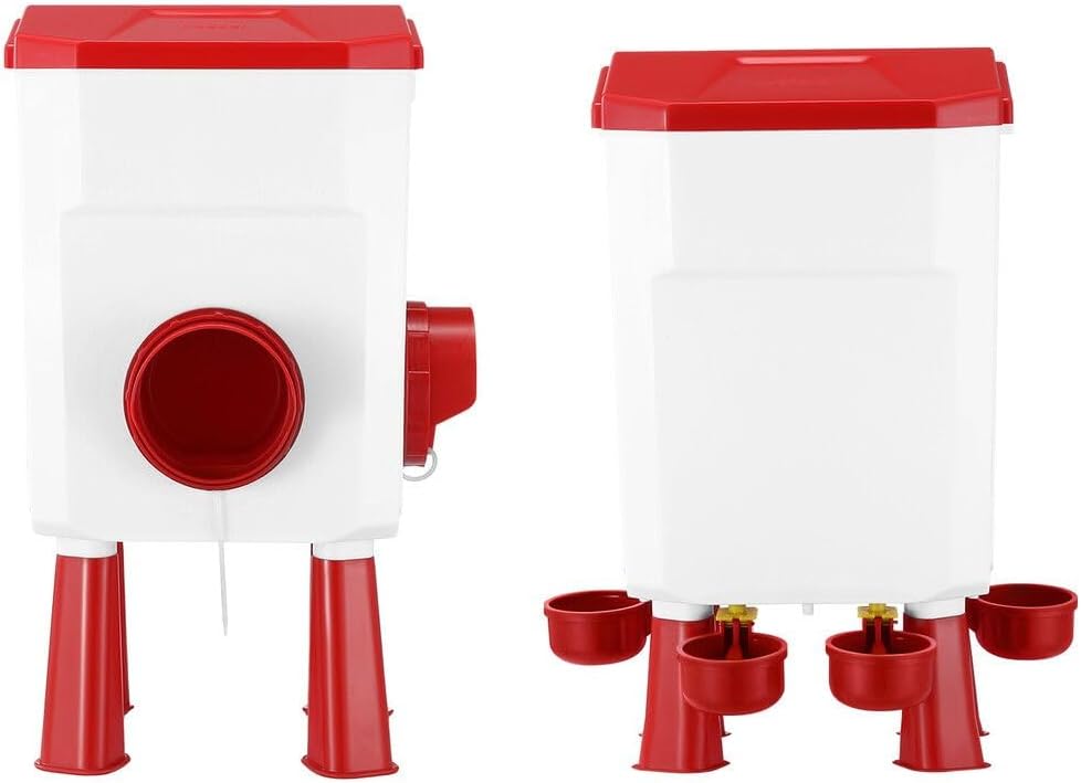 CARLA HOME Automatic Chicken Feeder Waterer Set - 8kg & 7L Red
