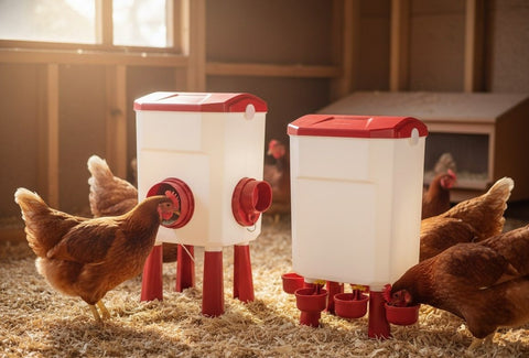 CARLA HOME Automatic Chicken Feeder Waterer Set - 8kg & 7L Red