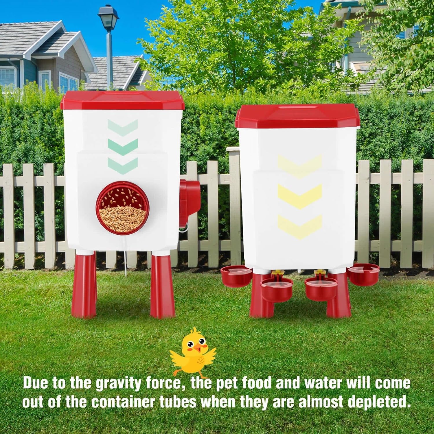 CARLA HOME Automatic Chicken Feeder Waterer Set - 8kg & 7L Red
