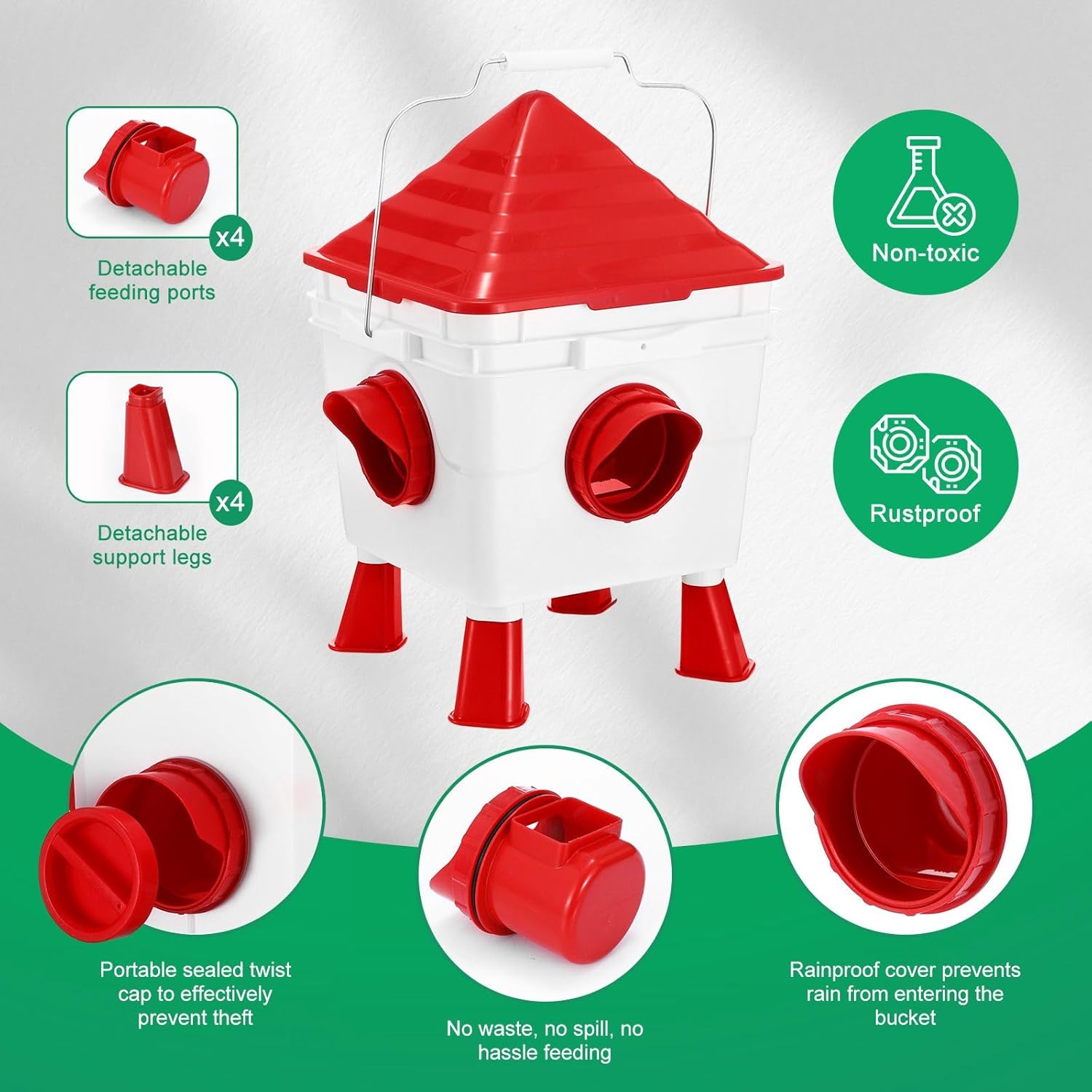 CARLA HOME Chicken Feeder & Waterer Set 8KG Food 8L Water