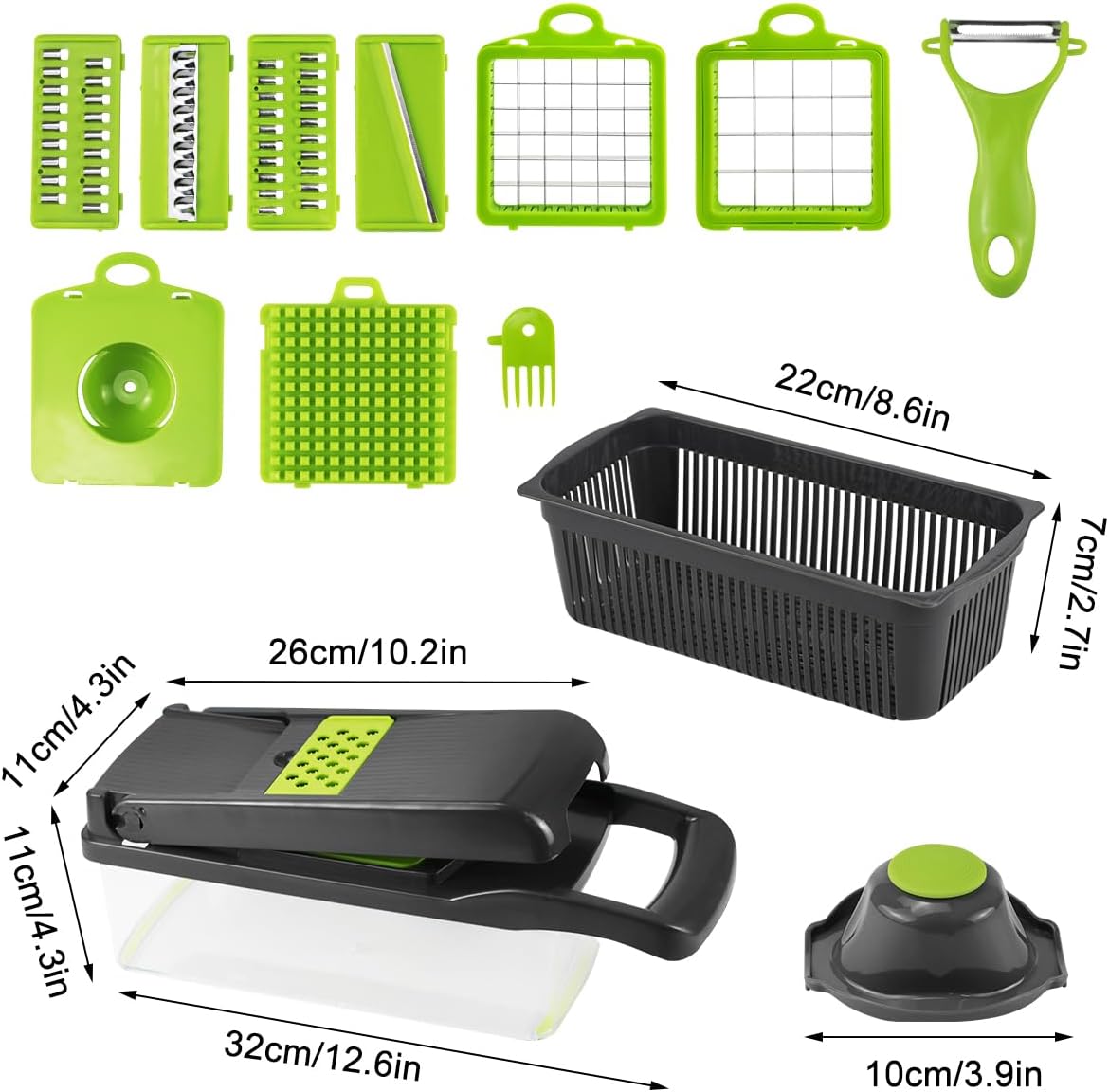 CARLA HOME 16-in-1 Mandoline Vegetable Chopper – Storage Container & 8 Blades