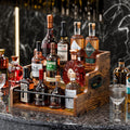 CARLA HOME 3-Tier Liquor Bottle Display Shelf with Rustic Wood & Metal Rail