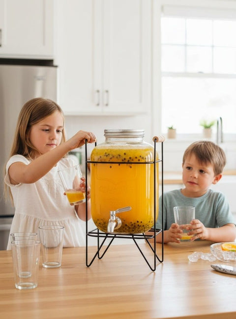 CARLA HOME Glass Drink Dispenser – 5L with Metal Stand & Stainless Steel Tap
