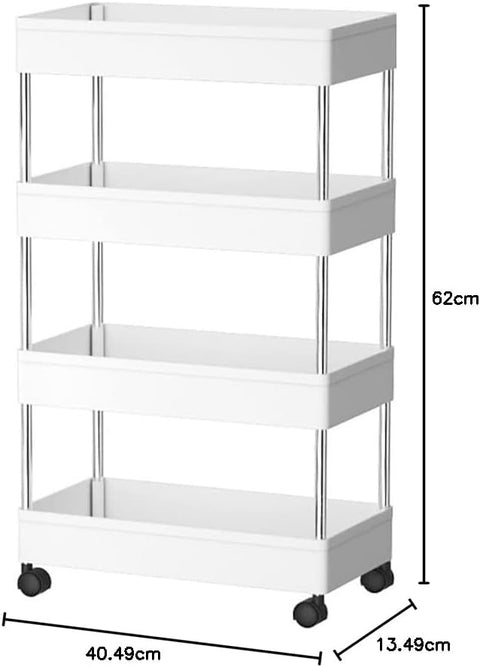 CARLA HOME Slim 4-Tier Storage Cart Organiser with Wheels