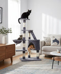 CARLA HOME Cat Tree – 120cm with Condo, Hammock & Plush Perch