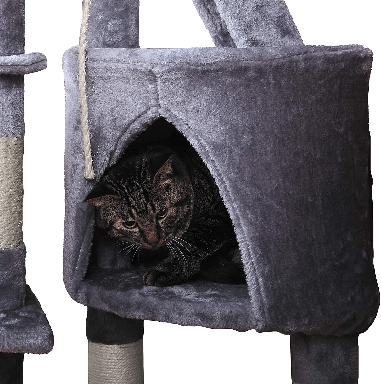 CARLA HOME Cat Tree – 120cm with Condo, Hammock & Plush Perch