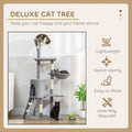 CARLA HOME 134cm Cat Tree with Hammock & Sisal Posts - Light Grey