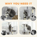 CARLA HOME 134cm Cat Tree with Hammock & Sisal Posts - Light Grey