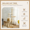 CARLA HOME Cat Tree with Hammock, Plush Perch & Sisal Posts - Beige 134cm