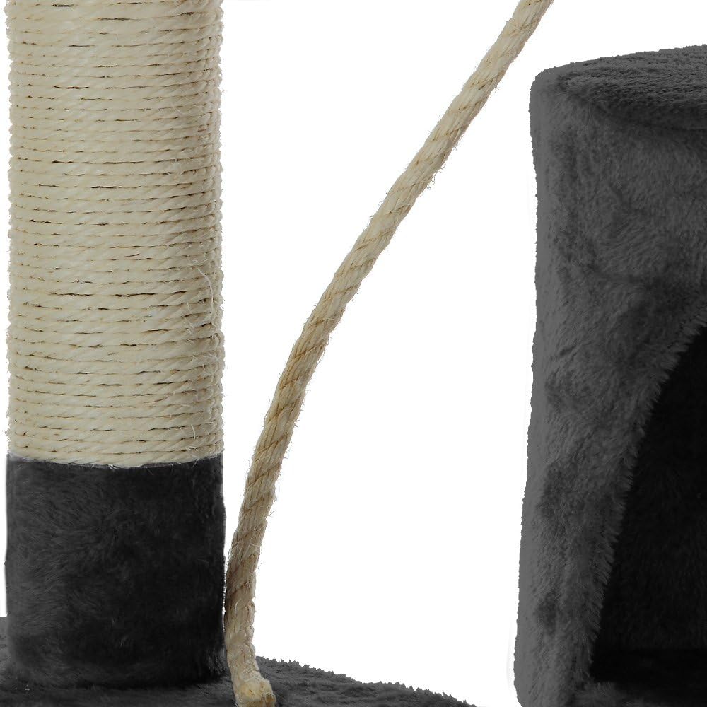 CARLA HOME Cat Tree with Plush Perch, Condo & Sisal Posts - Dark Grey 140cm