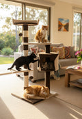 CARLA HOME Cat Tree with Plush Perch, Condo & Sisal Posts - Beige 140cm