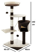 CARLA HOME Cat Tree with Plush Perch, Condo & Sisal Posts - Beige 140cm