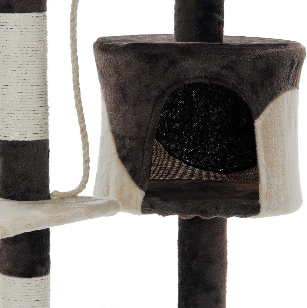 CARLA HOME Cat Tree with Plush Perch, Condo & Sisal Posts - Beige 140cm
