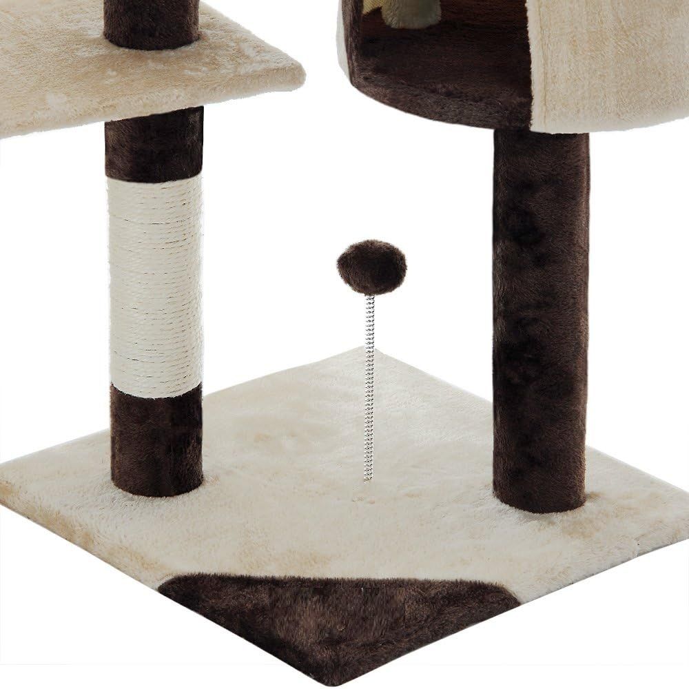 CARLA HOME Cat Tree with Plush Perch, Condo & Sisal Posts - Beige 140cm