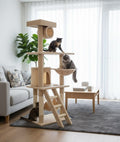 CARLA HOME Cat Tree Tower with Ladder, Hammock & Condo - Beige 141cm