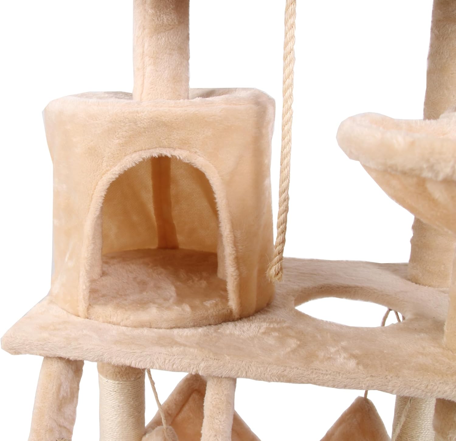 CARLA HOME Cat Tree Tower with Ladder, Hammock & Condo - Beige 141cm