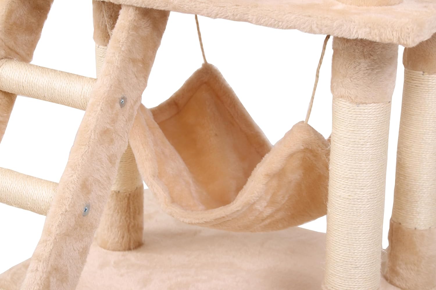 CARLA HOME Cat Tree Tower with Ladder, Hammock & Condo - Beige 141cm