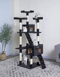 CARLA HOME Cat Tree Tower – Black 180cm, Dual Condos & Sisal Ramps