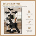 CARLA HOME Cat Tree Tower – Black 180cm, Dual Condos & Sisal Ramps