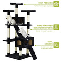 CARLA HOME Cat Tree Tower – Black 180cm, Dual Condos & Sisal Ramps