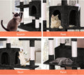 CARLA HOME Cat Tree Tower – Black 180cm, Dual Condos & Sisal Ramps