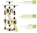 CARLA HOME Cat Tree Tower – Beige 180cm, Dual Condos & Sisal Ramps