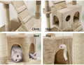 CARLA HOME Cat Tree Tower – Beige 180cm, Dual Condos & Sisal Ramps