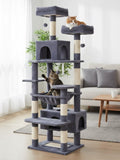 CARLA HOME Cat Tree Tower – Grey 180cm, Plush Perches & Dual Condos
