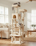 CARLA HOME Cat Tree Tower – Beige 180cm, Plush Perches & Dual Condos