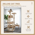 CARLA HOME Cat Tree Tower – Beige 180cm, Plush Perches & Dual Condos