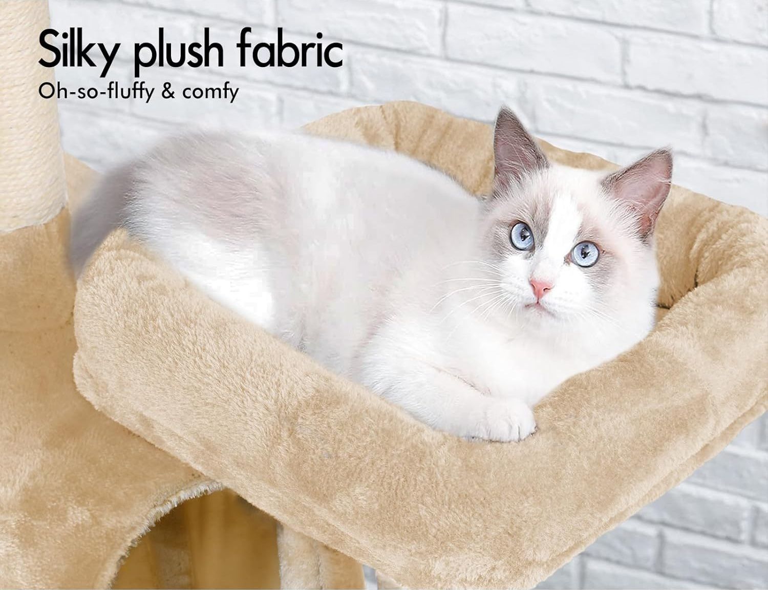 CARLA HOME Cat Tree Tower – Beige 180cm, Plush Perches & Dual Condos