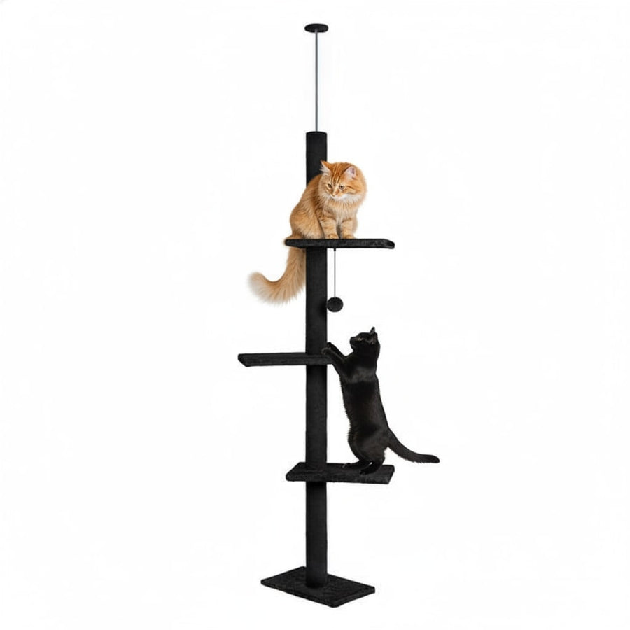 CARLA HOME Floor to Ceiling Cat Tree Tower – Black 230-286cm Adjustable Height