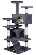 CARLA HOME Cat Tree Tower – Dark Grey 134cm, Plush Perches & Sisal Scratching Posts