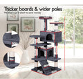 CARLA HOME Cat Tree Tower – Dark Grey 134cm, Plush Perches & Sisal Scratching Posts