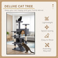 CARLA HOME Cat Tree Tower – Dark Grey 134cm, Plush Perches & Sisal Scratching Posts