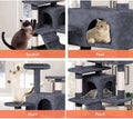 CARLA HOME Cat Tree Tower – Dark Grey 134cm, Plush Perches & Sisal Scratching Posts