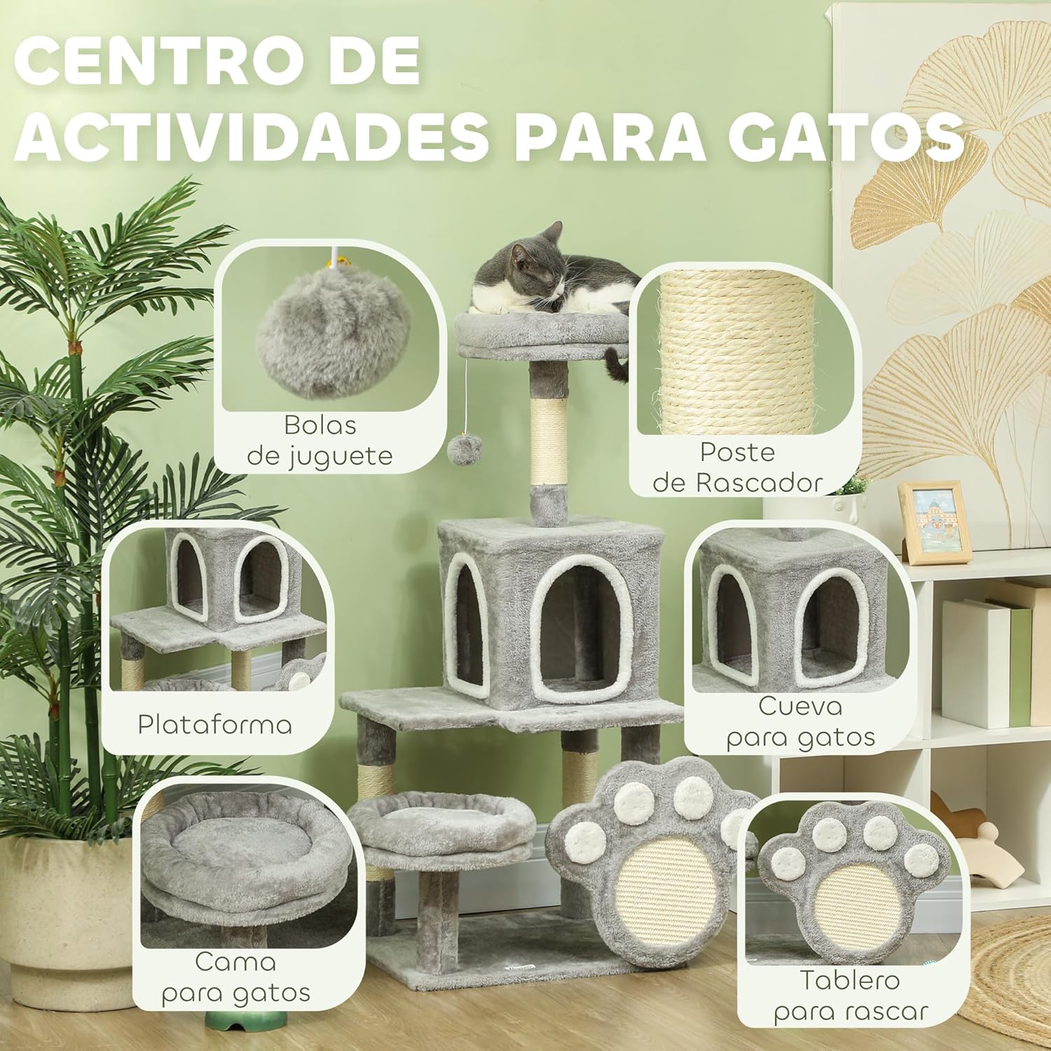 CARLA HOME Large Cat Tree Tower with Condo & Sisal Scratching Posts