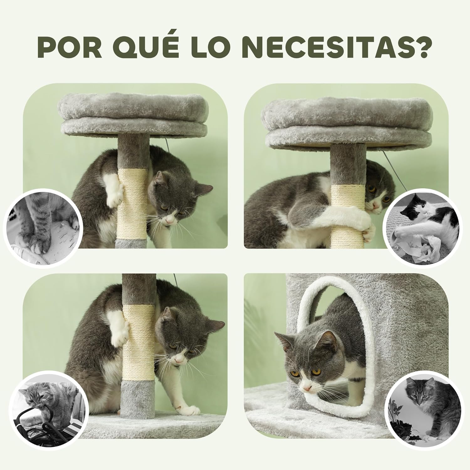 CARLA HOME Large Cat Tree Tower with Condo & Sisal Scratching Posts