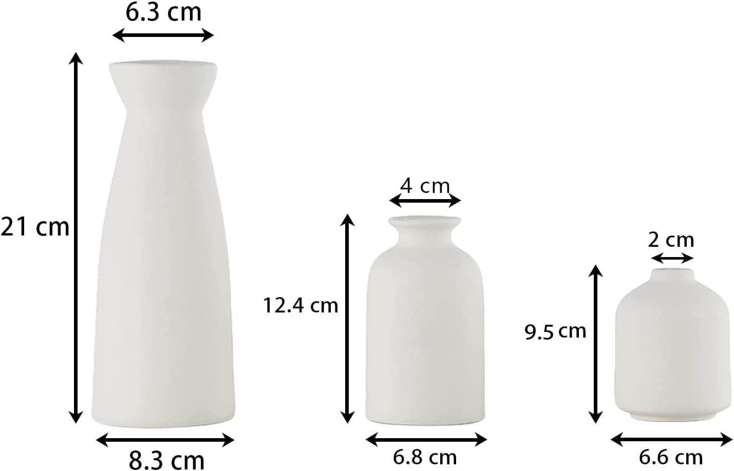 Premium Modern White Ceramic Vase Set - 3 Piece
