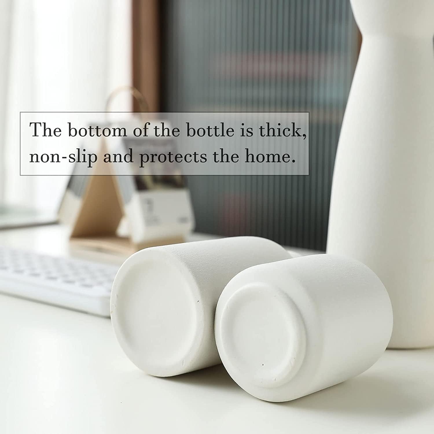 Premium Modern White Ceramic Vase Set - 3 Piece