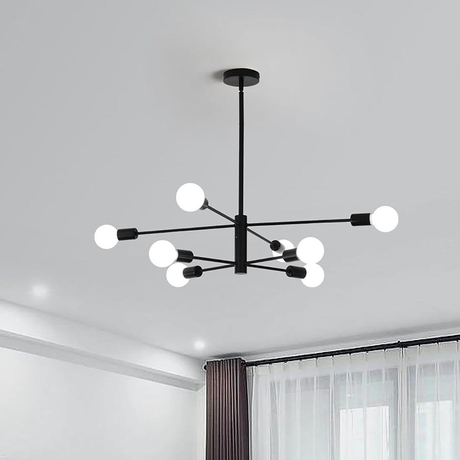 Modern Sputnik Chandelier 8 Light Black, Adjustable 85cm Height, Luxurious Design - SuperSaverAU - view 1