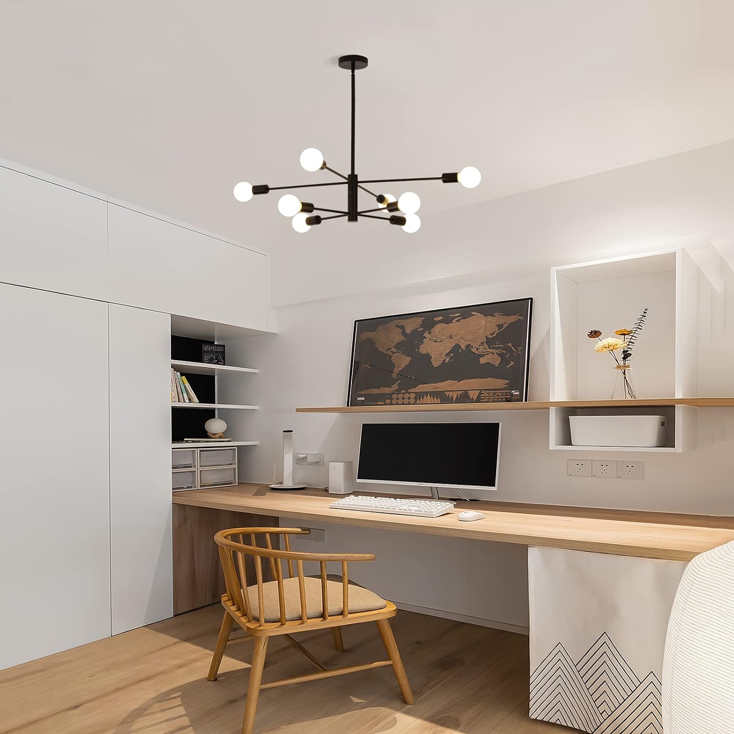 Modern Sputnik Chandelier 8 Light Black, Adjustable 85cm Height, Luxurious Design - SuperSaverAU - view 2